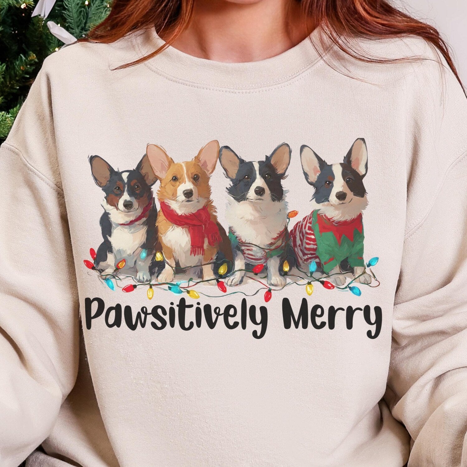 Christmas Corgi Sweatshirt: Merry Dog Mom/Dad Holiday Crewneck