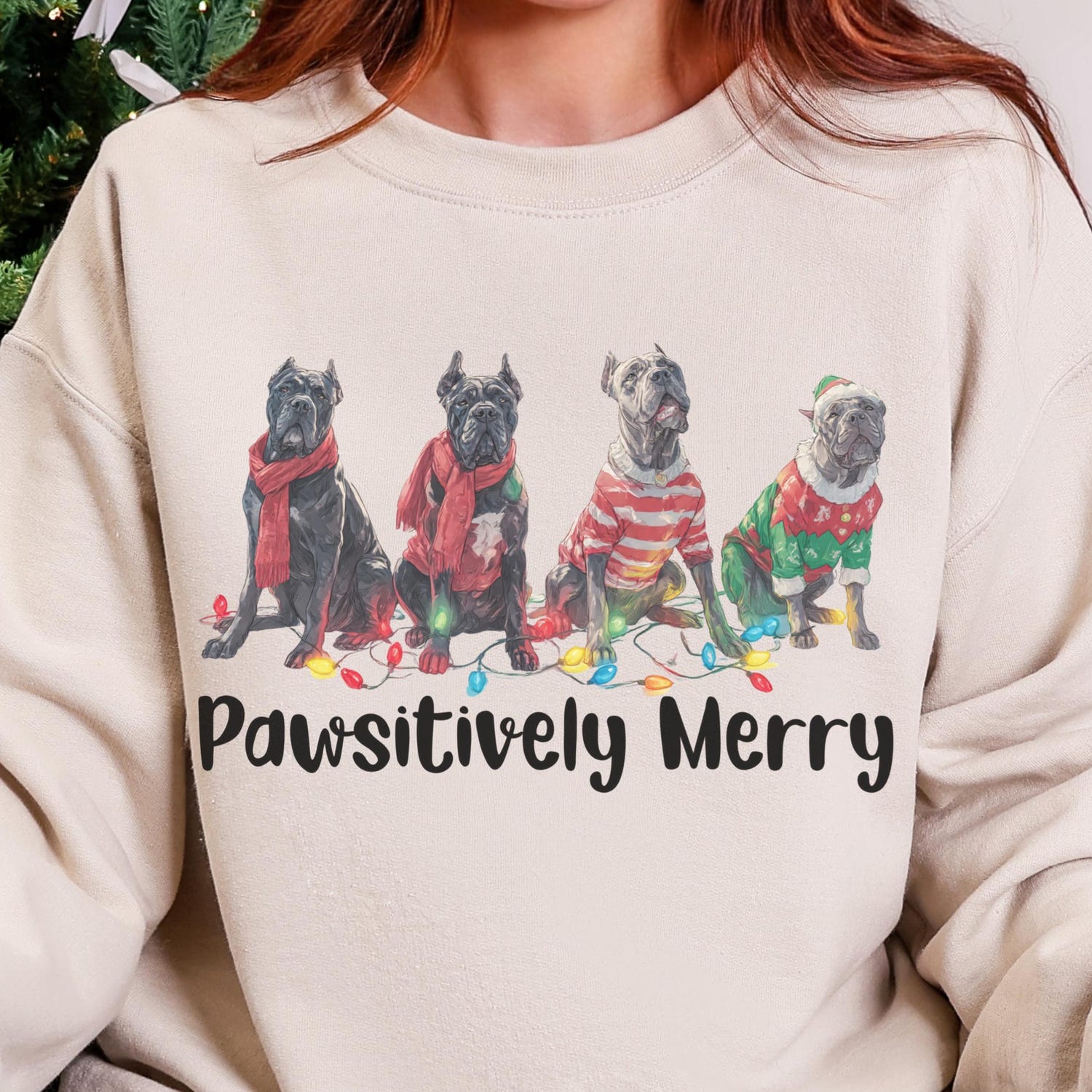 Christmas Dog Lover Sweatshirt, Cane Corso Crewneck, Dog Mom and Dad Holiday Shirt
