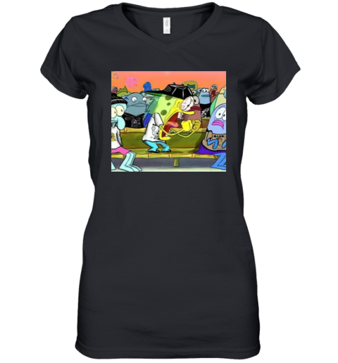 Angry Spongebob Women039S V Neck T Shirt