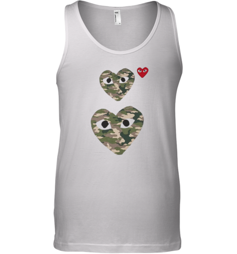 Cdg Play Camo Double Heart Tank Top