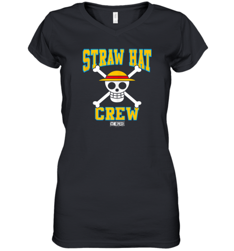Anime Straw Hat Crew Athletic Type Jolly Rogers Women039S V Neck T Shirt