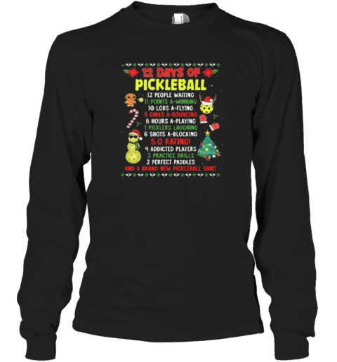 Christmas 12 Days Of Pickleball Long Sleeve T Shirt