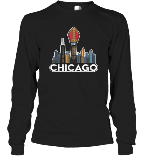 Chicago039S Pope Leo Catholic Pride Design Skyline With Hat Long Sleeve T Shirt