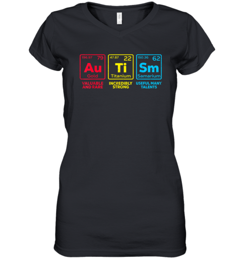 Autism Awareness Elements Periodic Table Women039S V Neck T Shirt