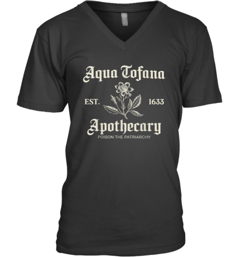 Aqua Tofana Apothecary Est 1633 V Neck T Shirt