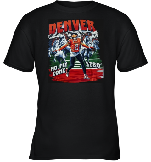 Denver Broncos No Fly Zone Sz80 Dark Horse Youth T Shirt