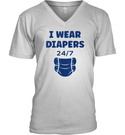 Diaper Minimalist Baby Parent I Wear Diapers 247 V Neck T Shirt