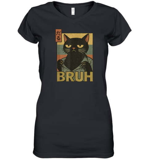 Cat Bruh Meme Japanese Anime Women039S V Neck T Shirt