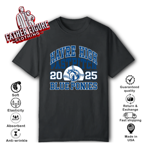 2025 Havre High School Blue Pony Fastpitch T Shirt