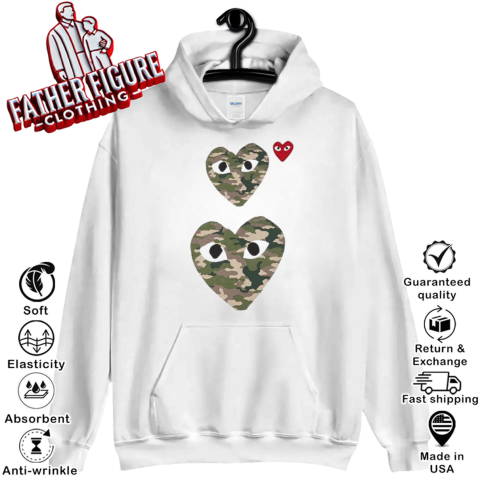 Cdg Play Camo Double Heart Hoodie