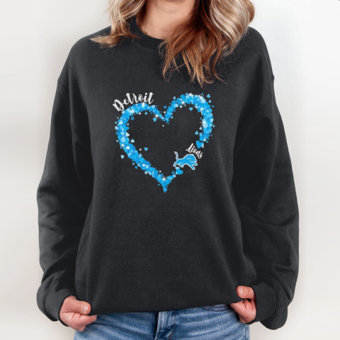 Detroit Lions Fan Big Heart With The Team Logo Sweatshirt