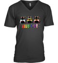 Ally Cat Rainbow Lgbt Pride Flag Gay Pride Month 2025 V Neck T Shirt