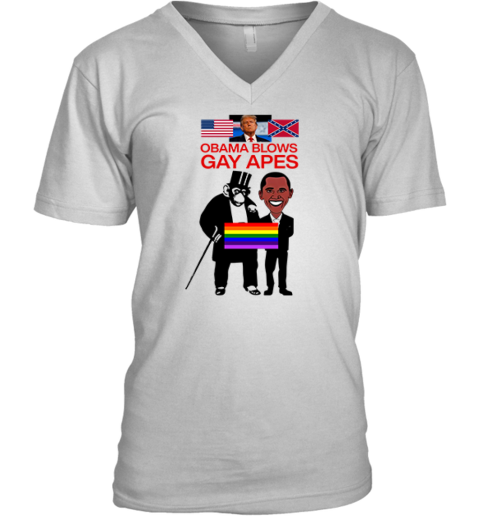 Donald Trump Obama Blows Gay Apes V Neck T Shirt
