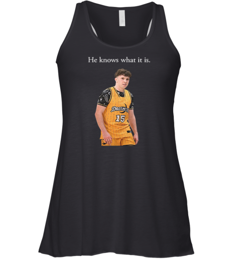 Eli Ellis He Knows What It Is Racerback Tank