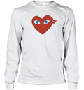 Cdg Play Red Heart Blue Eyed Long Sleeve T Shirt