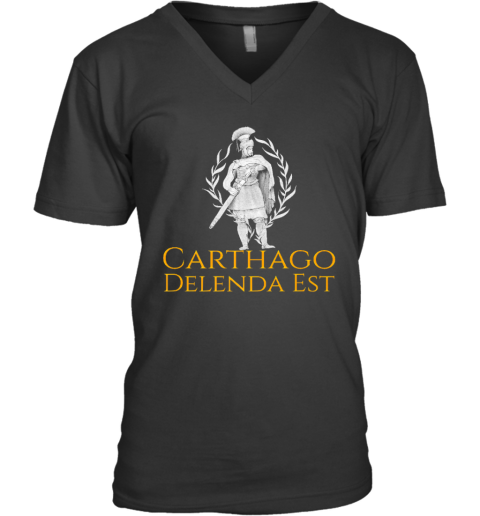 Carthago Delenda Est Latin Quotes Spqr Rome V Neck T Shirt