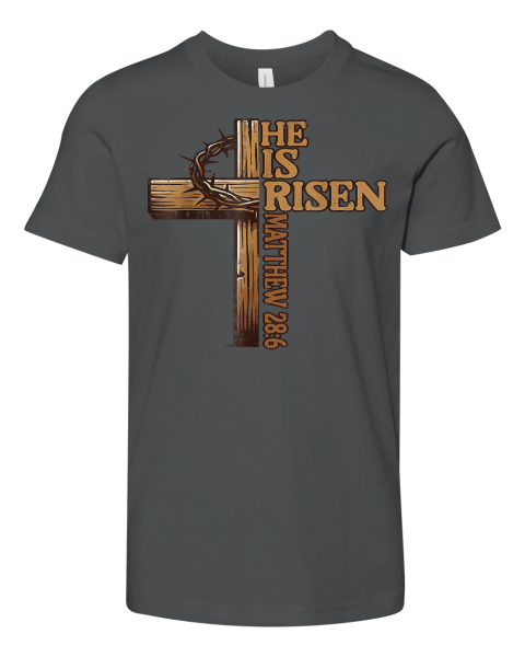 Easter Cross He Is Risen Jesus Christian Matthew 286 Premium Youth T Shirt