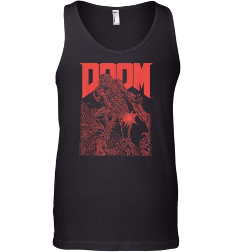 Doom Red Sketched Cover Art Retro Video Game Tank Top