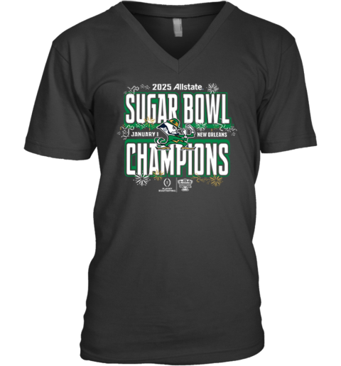 College Football Playoff Notre Dame Allstate Sugar Bowl Champions V Neck T Shirt