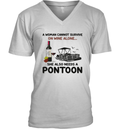 A Woman Cannot Survive On Wine Alone She Also Needs A Pontoon V Neck T Shirt