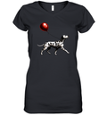 Dalmatian With Red Balloon Women039S V Neck T Shirt