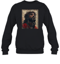 Black Jesus Face Of Jesus Cross With Crown Of Thorns Sweatshirt