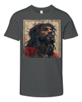 Black Jesus Face Of Jesus Cross With Crown Of Thorns Premium Youth T Shirt