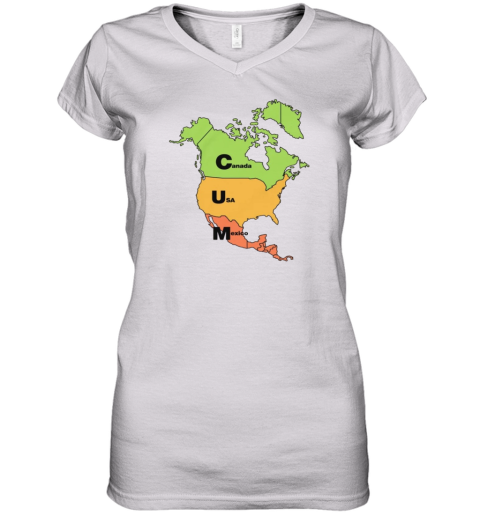 Cum Map Usa Mexico And Canada Women039S V Neck T Shirt