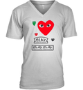 Cdg Play Logo With Red Heart V Neck T Shirt