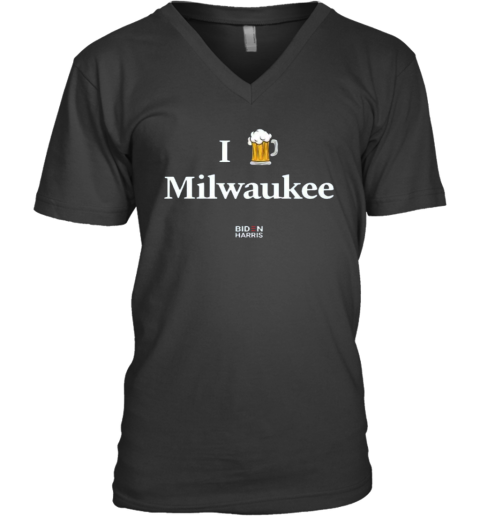 Biden Harris I Beer Milwaukee V Neck T Shirt