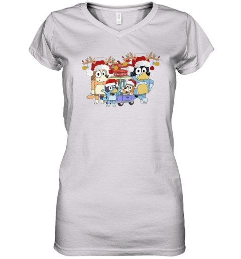 Bluey Family Christmas Women039S V Neck T Shirt