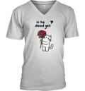 Cat Is He Dead Yet V Neck T Shirt