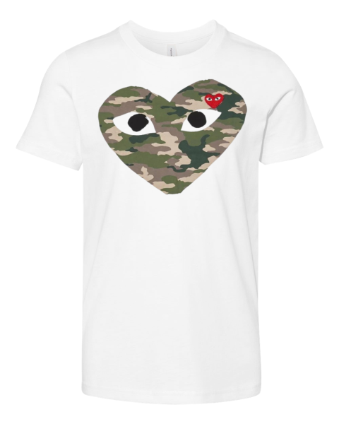 Cdg Play Camo Big Heart Premium Youth T Shirt