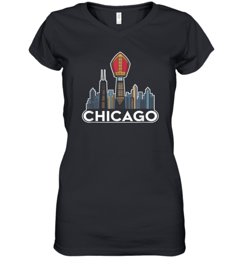 Chicago039S Pope Leo Catholic Pride Design Skyline With Hat Women039S V Neck T Shirt