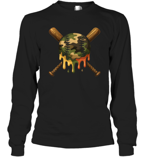 Baseball Drip Camo Baseball Bats Long Sleeve T Shirt