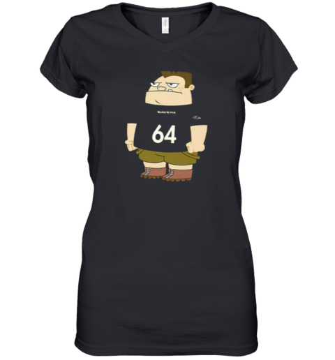 Baltimore Ravens Tyler Linderbaum 64 Buford Van Stomm Women039S V Neck T Shirt