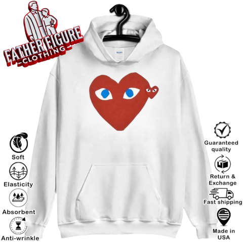 Cdg Play Red Heart Blue Eyed Hoodie