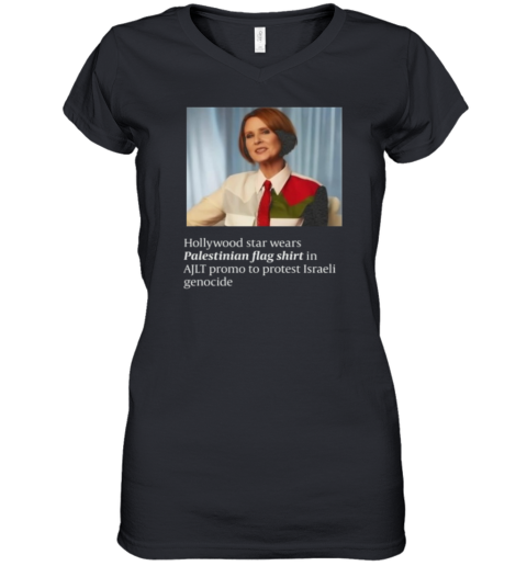 Cynthia Nixon Palestine Hollywood Star Palestinian Flag Women039S V Neck T Shirt