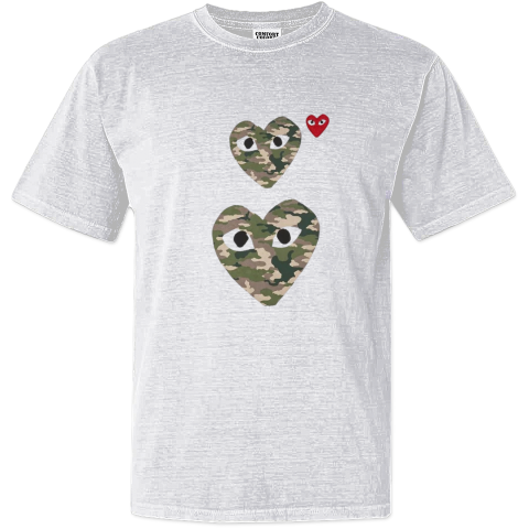 Cdg Play Camo Double Heart Dyed Heavyweight T Shirt
