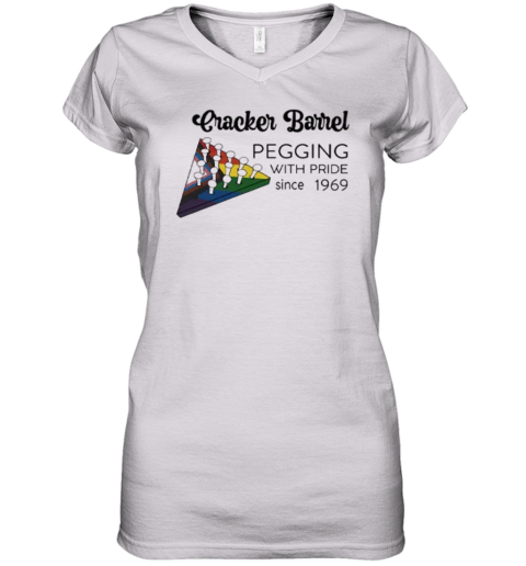 Cracker Barrel Pegging With Pride Since 1969 Women039S V Neck T Shirt