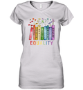 Equality Peace Love Kindness Shirt Book Flower Shirt Social Justice Women039S V Neck T Shirt