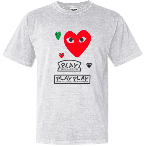 Cdg Play Logo With Red Heart Dyed Heavyweight T Shirt