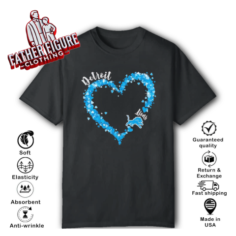 Detroit Lions Fan Big Heart With The Team Logo T Shirt
