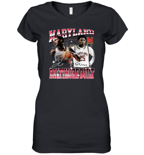 Derik Queen And Julian Reese Baltimore Built Women039S V Neck T Shirt