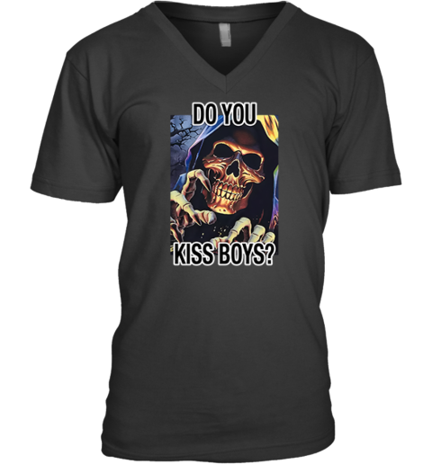 Do You Kiss Boys Rainbow Reaper V Neck T Shirt