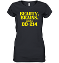 Beauty Brains And A Dd 214 Women039S V Neck T Shirt