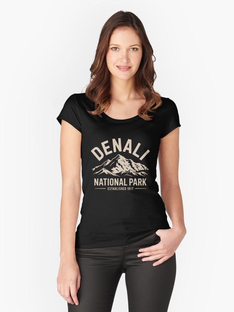 Denali National Park Comfort Colors Granola Alaska Travel National Park Fitted Scoop T-Shirt