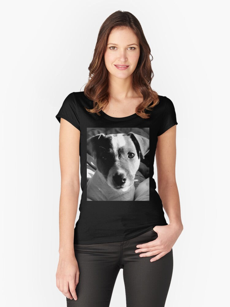 Cute Jack Russell pup black and white profile pic Fitted Scoop T Shirt T Shirt Premium Quality Fan Favorite