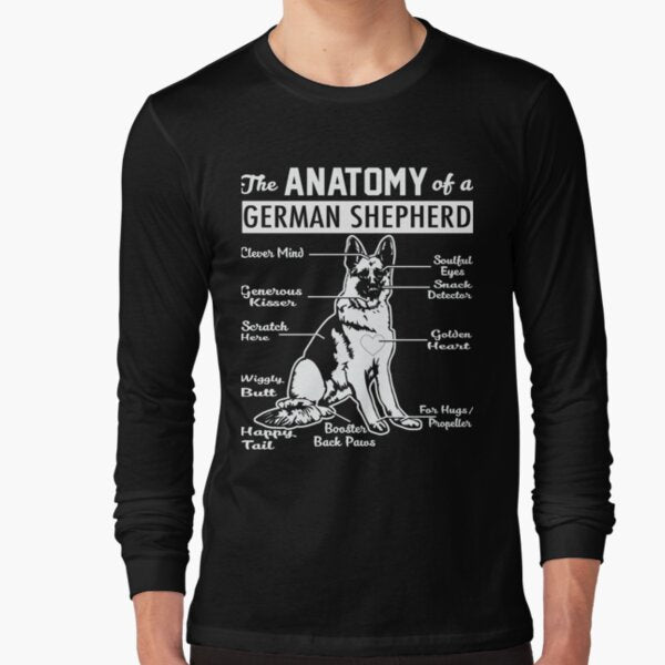 The Anatomy Of A German Shepherd Shirt Long Sleeve T-Shirt for Sale by lucymeme