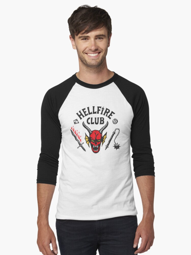Stranger Things 4 Hellfire Club Logo Baseball 34 Sleeve T Shirt T Shirt Premium Quality High Search Demand